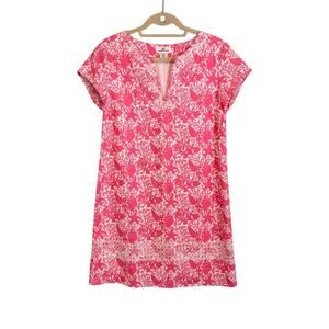 Vineyard Vines Pink and White Linen Blend Shift Short Sleeve Dress Size 4